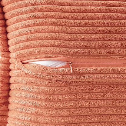 MIULEE Decorative Throw Pillow Covers for Couch Bed Livingroom 20x20 Inch Set of 2 Coral Red Boho Accent Throw Pllows Broadside Striped Patchwork Soft Corduroy Summer Pillowcases