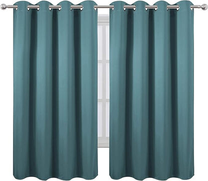 LEMOMO Sea Teal Thermal Blackout Curtains/52 x 72 Inch/Set of 2 Panels Room Darkening Curtains