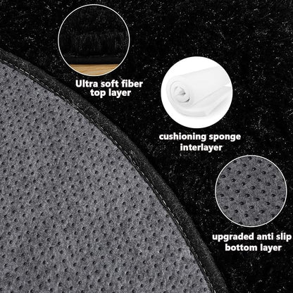 5'x5' Black Round Rug for Bedroom, Ultra Soft Fluffy Circle Rug for Kids Girls Boys Room, Cute Shag Rugs for Living Room Playroom Teen Room Home Decor Rug