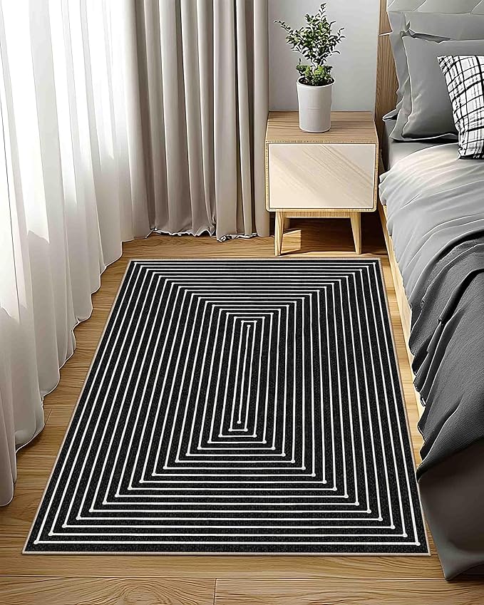 Latte&Fog 3x5 Entryway Rug Indoor, Modern Abstract Washable Area Rug, Boho Non Slip Low Pile Throw Carpet for Indoor Bedroom Bedside, Kitchen, Entry and Living Room