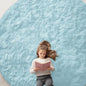 OLANLY Light Blue Round Rugs for Bedroom - Machine Washable, 9 ft Circle Area Rugs for Living Room, Soft and Fluffy Shaggy Carpet for Teen Girl and Boys, Nursery Rooms, Dorms, Home Decor Aesthetic
