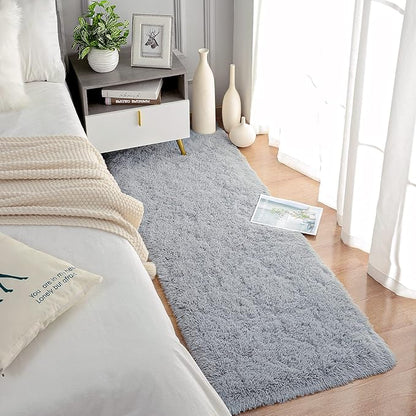 Chicrug Soft Runner Rugs for Bedroom Living Room Plush Fluffy Rug 3x8 Feet, Shag Furry Area Rug Carpet Non Shedding for Nursery Children Kids Girls Room Home Decorative, Grey