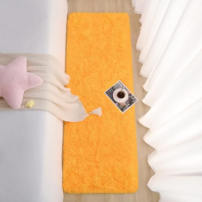 Chicrug Soft Runner Rug for Bedroom Living Room Plush Fluffy Rugs 2x6 Feet, Shag Furry Runner Rug Carpet Non Shedding for Nursery Children Kids Girls Room Home Decorative, Orange
