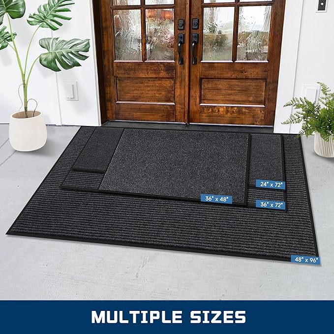 BesWin Indoor Outdoor Door Mat, 6'x4' Extra Large Front Doormat Outside Entrance, Non Slip Rubber Backing Commercial Floor Mats for Entryway, High Traffic Area, Heavy Duty, Waterproof, Easy to Clean