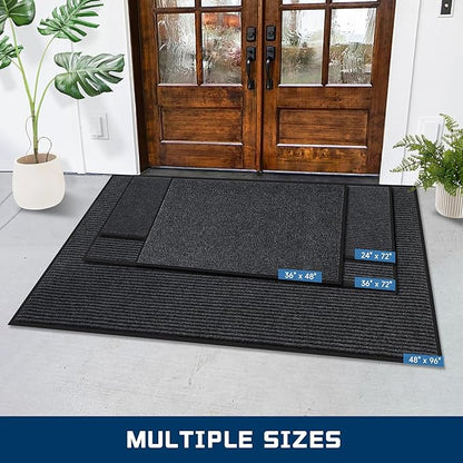 BesWin Indoor Outdoor Door Mat, 6'x4' Extra Large Front Doormat Outside Entrance, Non Slip Rubber Backing Commercial Floor Mats for Entryway, High Traffic Area, Heavy Duty, Waterproof, Easy to Clean