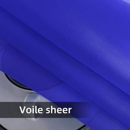 youleyar Solid Sheer Rod Pocket Curtain Voile Draperies 2 Panels White Beige Black Grey Coffee 52 Inch Width 45 Inch Long 1 Pair for Kitchen Bedroom Children Living Room Yard (Sapphire,52Wｘ45L)
