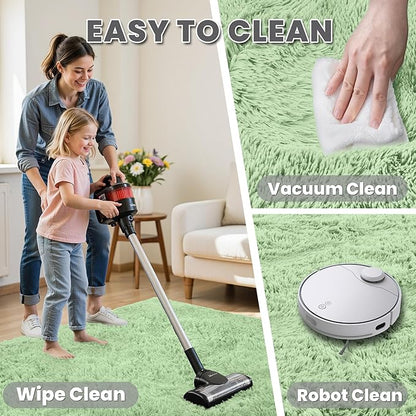 8x10 Area Rugs for Living Room Rug: Soft Fluffy Shag Mint Green Rugs for Bedroom, Non-Slip Large Fuzzy Plush Rug Indoor Floor Carpet for Nursery Kids Boys Girl Room, Dorms, Playroom, Modern Home Decor
