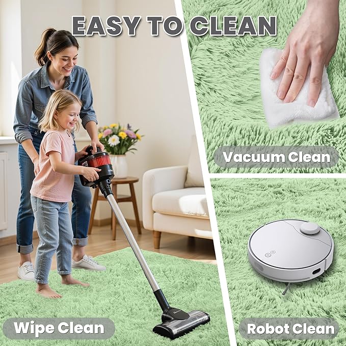 4x6 Area Rugs for Living Room Rug: Soft Fluffy Shag Mint Green Rugs for Bedroom, Non-Slip Large Fuzzy Plush Rug Indoor Floor Carpet for Nursery Kids Boys Girls Room, Dorms, Playroom, Modern Home Decor