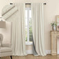 100 Inch Length Custom Summer Curtains for Living Room Windows Viral Back Tab Linen Blackout Curtain Solid Drapes for Patio Sliding Glass Doors Doorway French Country Decor 100 in Long 2 Panel Beige