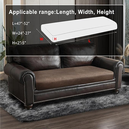 Leather Look Couch Cushion Covers Sofa Seat Slipcovers Sets Couches Furniture Protector for Sectional Armchair Loveseat Pets Kids Stretch Spandex Fabric (1 Cushion Loveseat, Light Brown)