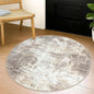 IOHOUZE Round Area Rug 3 Ft Circle Entryway Rugs Round Washable Door Mat Indoor Entrance, Non Slip Circle Front Door Rug, Printed Abstract Faux Wool Floor Carpet for Foyer Porch Sink, Beige Brown