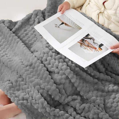 Puncuntex Grey Throw Blanket 60"×80" inches Fuzzy 3D Jacquard Decorative Flannel Fleece Super Soft Plush Cozy Blanket for Couch Sofa Chair Lightweight