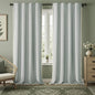 Teal Boho Blackout Curtains 96 Inches Long Light Green Linen Blend 2 Panels with Tassels and Cotton Embroidery, Farmhouse Vintage Rustic Rod Pocket Drapes for Living Room or Bedroom