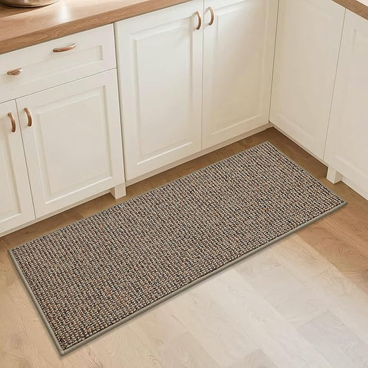 BEQHAUSE Kitchen Runner Rugs 20"x48", Non-Slip Kitchen Mats for Floor, Super Absorbent and Stain Resistant Kitchen Rug, Machine Washable Rugs for Kitchen, Hallway, Laundry & Sink, Taupe