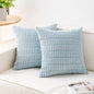 Pack of 2 Corduroy Decorative Throw Pillow Covers 18x18 InchSoft Striped Pillow Covers Modern Farmhouse Home Decor for Sofa Living Room Couch Bed（Sky Blue）