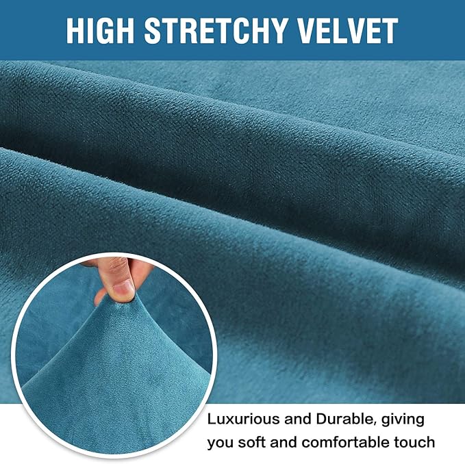 H.VERSAILTEX Stretch Velvet Armchair Cover Couch Covers 1 Cushion Chair Slipcover for Living Room Furniture Cover Crafted from Thick Comfy Rich Velour (Chair 31"-49", Peacock Blue)