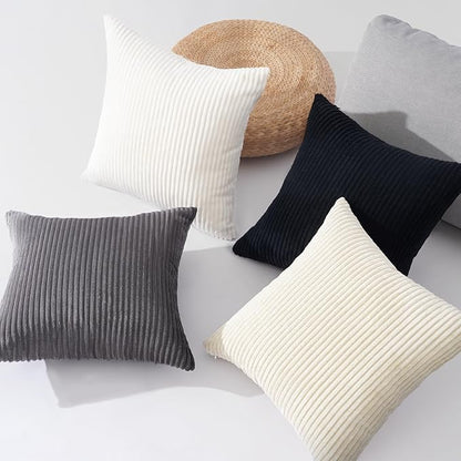 Topfinel Decorative Throw Pillow Covers Cushion Cases,Set of 4 Soft Velvet Modern Double-Sided Designs,Mix and Match for Boho Farmhouse Fall Home Decor(26x26 inch, White/Black)