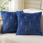 decorUhome Throw Pillow Covers 20x20 Inch Set of 2, Soft Plush Faux Wool Dark Blue Solid Couch Pillow Covers, Accent Farmhouse Neutral Square Pillow Cases for Sofa Bed Living Room