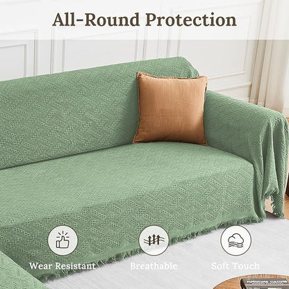 HOMERILLA Sectional Couch Covers for Sectional Sofa L Shaped Sofa Cover Blanket 2 Pieces L Shape Furniture Protector for Pets Dogs(Sage, X-Large)