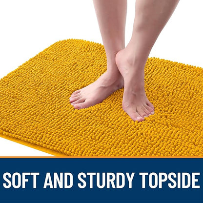 OLANLY Dog Door Mat for Muddy Paws 50x30, Absorbs Moisture and Dirt, Absorbent Non-Slip Washable Doormat, Quick Dry Chenille Mud Mat, Entry Indoor Entryway Carpet for Inside Floor, Golden Yellow