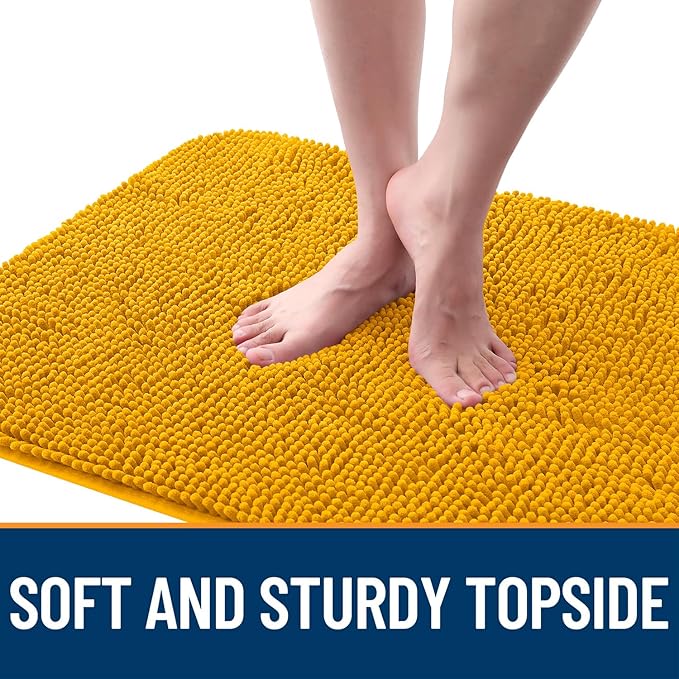 OLANLY Dog Door Mat for Muddy Paws 40x32, Absorbs Moisture and Dirt, Absorbent Non-Slip Washable Doormat, Quick Dry Chenille Mud Mat, Entry Indoor Entryway Carpet for Inside Floor, Golden Yellow
