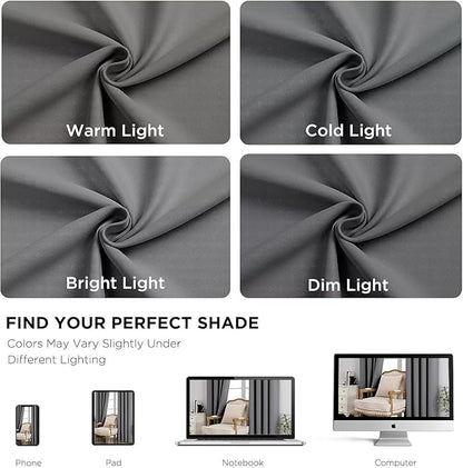 Joydeco Blackout Curtains 95 Inch Length 2 Panels Set, Thermal Insulated Long Curtains& Drapes 2 Burg, Room Darkening Grommet Drapes for Living Room Bedroom Window (Light Grey, W52 x L95 Inch,)