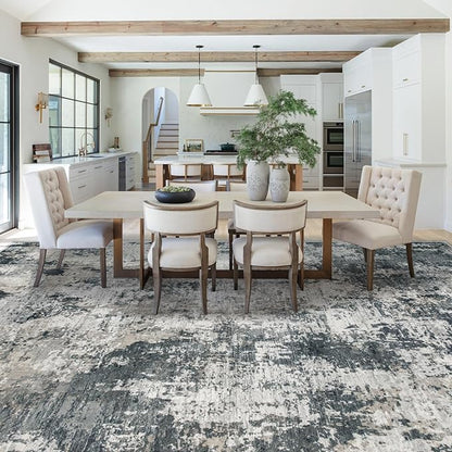 XLUEZ 8x10 Area Rugs for Living Room, Washable Modern Abstract Large Area Rug Neutral Soft Non Slip Kids Rug Stain Resistant Indoor Carpet for Bedroom Nursery Dining Room Playroom(GreyWhite, 8'x10')