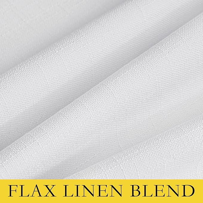 NICETOWN 100% Absolutely Blackout Linen Curtains with Thermal Insulated White Liner, White, 52" Wide, Long Curtains 95" Long 2 Panels Set for Living Room, Thermal Insulated Privacy Drapes for Bedroom