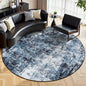 Rugflix Round Area Rugs 8Ft for Living Room, 8x8 Washable Rug Stain-Resistant Low Pile, Modern Dark Carpet for Dining Room Home Office Kid Room Nursery Bedroom, Navy Blue/Black