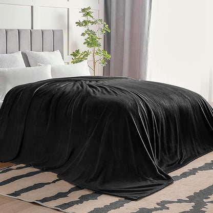 BEDELITE Big Fleece Blanket 120" x 120" (10' x 10'), Super Soft Fluffy Fuzzy Oversized King Blanket for Bed, Couch, Sofa, Camping, Extra Large Fits Whole Family, Black