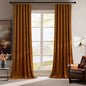 RYB HOME Velvet Curtains 96 inch, Room Darkening Window Curtains for Living Room Thermal Insulated Privacy Backdrop with Back Tab Loop for Bedroom, Golden Oak, W52 x L96 inch, 2 Panels
