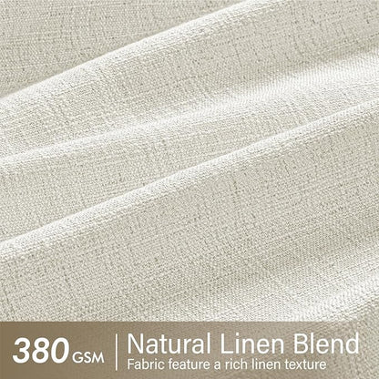 MIULEE Pinch Pleated Linen Curtains 96 Inches Long 2 Panels for Living Room Bedroom, Memory Trained Drapes Pinch Pleat Back Tab Light Filtering Neutral Ivory Cream Farmhouse Boho Window Curtains