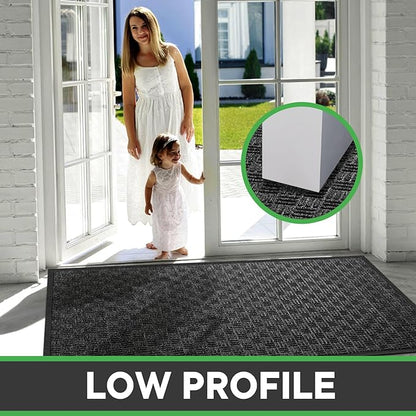 Mibao Front Door Mat, Heavy Duty Durable Welcome Mat for Outdoor Indoor, Dirt Trapper Waterproof Super Absorbent Door Mat for Entryway Outside Patio Porch, 73" x 46", Gray