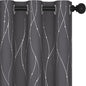 Deconovo Grey Blackout Curtains for Bedroom, Thermal Insulated Soundproof Drapes, Wave Dots Foil Print, 42 x 63 Inches Long, 2 Panels, Machine‑Washable Privacy Window Panel for Living Room Kitchen