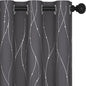 Deconovo Grey Blackout Curtains for Bedroom, Thermal Insulated Soundproof Drapes, Wave Dots Foil Print, 38 x 84 Inches Long, 2 Panels, Machine‑Washable Privacy Window Panel for Living Room Patio Door