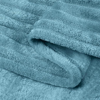BEDELITE Fleece Blanket Twin Size – 3D Ribbed Jacquard Soft and Warm Decorative Fuzzy Blankets – Cozy, Fluffy, Plush Lightweight Throw Blankets for Couch, Bed, Sofa(Washed Blue, 60x80 inches)