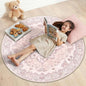 Area Rugs 4ft Washable Non-Slip, Floral Vintage Distress Print Pattern Medallion Carpet for Living Room Bedroom Dining Room, Pink Greypink Cute