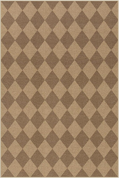 Lahome Colette Checkered Easy Jute 6x9 Rug, Large Rugs for Living Room Dining Room Farmhouse Indoor Outdoor Carpet, Checkerboard Washable Geometric Rug Non Slip Black Carpet for Office Backyard Patio