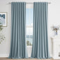 Guken 100% Blackout Linen Curtains 90 Inch Length 2 Panels Set for Living Room Bedroom Back Tab Thermal Insulated Black Out Drapes Room Darkening Farmhouse Style for Bedroom Window Curtains 52x90