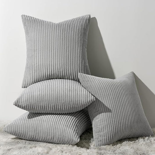 Topfinel Decorative Throw Pillow Covers Cushion Cases, Set of 4 Soft Velvet Modern Double-Sided Designs, Mix and Match for Home Decor, Pillow Inserts Not Included (22x22 inch, Grey)