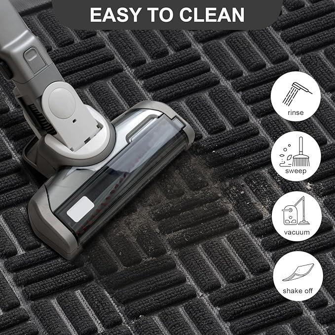 Mibao Front Door Mat, Heavy Duty Durable Welcome Mat for Outdoor Indoor, Dirt Trapper Waterproof Super Absorbent Door Mat for Entryway Outside Patio Porch, 47" x 24", Black