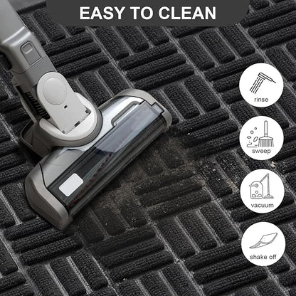 Mibao Front Door Mat, Heavy Duty Durable Welcome Mat for Outdoor Indoor, Dirt Trapper Waterproof Super Absorbent Door Mat for Entryway Outside Patio Porch, 73" x 46", Black