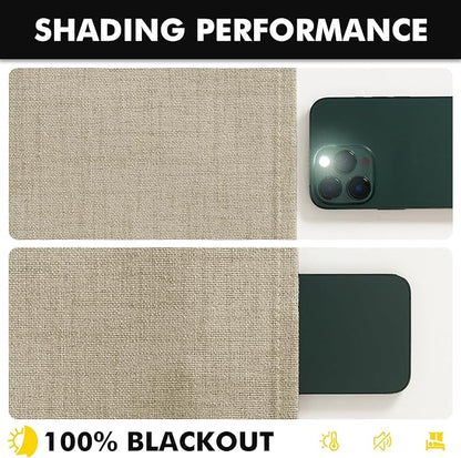 MIULEE 100% Blackout Linen Curtains for Bedroom, Cobblestone Solid Luxury Decor Thermal Insulation Room Darkening Drapes for Living Room Nursery Back Tab Rod Pocket 42 x 90 Inches, 2 Panels