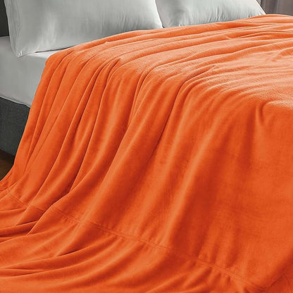 BEDELITE Big Fleece Blanket - 120" x 120" (10' x 10'), Super Soft Fluffy Fuzzy Oversized King Blanket for Bed, Couch, Sofa, Camping, Fits Whole Family, Orange