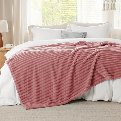 Bedsure GentleSoft Dusty Pink Fleece Queen Blanket for Couch - Super Soft Cozy Blankets for Women, Cute Small Blanket for Girls, 90x90 Inches