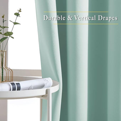 NICETOWN Aqua Blue Blackout Bedroom Curtains, Energy Saving Thermal Window Treatments Grommet Light Blocking Privacy Room Dividers for Living Room, 2 Panels, W66 x L102