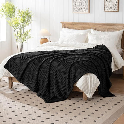 90x104 Inch Black King Size Blanket - Soft & Fluffy Fleece, Neutral Tan Color, Cute & Aesthetic, Perfect for Sofa, Couch, Bed, Living Room & Bedroom, All-Season Use, Plush & Cozy Decorative Blanket