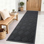 OLANLY Front Door Mat Outside Entrance 71x23, Absorbent, Heavy Duty Sturdy Natural Rubber Doormat Indoor Outdoor, Stain and Fade Resistant, Non-Slip Low Profile Floor Mat for Entryway, Black Diamond