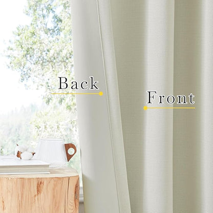 NICETOWN Room Darkening Bedroom Curtains 96 inches Long, Dual Rod Pockets & Hook Belt Light Blocking Noise Canceling Window Treatments for Living Room/Nursery, Natural, W52 x L96, 2 Panels