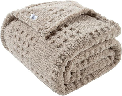 90x104 Inch Brown Waffle Queen Blanket - Soft & Fluffy Fleece, Neutral Tan Color, Cute & Aesthetic, Perfect for Sofa, Couch, Bed, Living Room & Bedroom, All-Season Use, Plush & Cozy Decorative Blanket